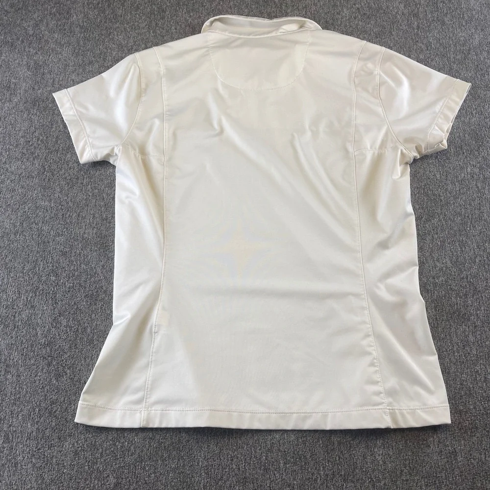 Nike Golf Dri-FIT Half‎ Zip Short Sleeve Athletic Polo Shirt Beige Medium